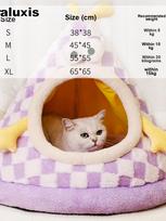 Cat House Semi-Enclosed Winter Warm Pet Dog Bed for Four Seasons, Washable Cat Tent Bed for Cats S violetinė