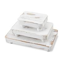 1set 3Pcs 3 Sizes Rectangle Wood Bonsai Display Riser Base Wooden Flower Pot Vase Display Pedestals Indoor Plant Stands White 10~20x7~11x4.2cm white
