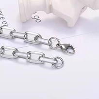 Men's Handmade Titanium Steel Square Link Cuban Necklace 18cm Bracelet white