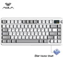 New AULA NOVA75 Wireless Mechanical Keyboard 75% Three Mode Hot Swap Custom Smart Screen with Knob Gaming Office PC E-sport Gift pilka spalva/balta