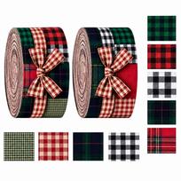 Christmas Fabric Bundle - 40 Plaid & Stripe Quilting Fabric for Patchwork Sewing Projects One Size brown