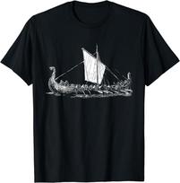 Vikingų laivo marškinėliai - Odino ir Valhalos marškinėliai Dovana Unisex marškinėliai 3XL gray