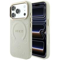 smėlio spalvos Guess Saffiano Peony & Ring MagSafe dėklas iPhone 18 Pro Max / 17 Pro Max