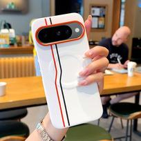 For Google Pixel 10 Pro ,10 Pro XL Case ELVEV Magnetic Luxury Color Blocked PU Leather Ultra Thin Shockproof Cover Google Pixel 10 balta