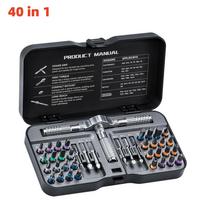 24-66 in 1 Magnetic Screwdriver Set DIY Ratchet Screwdriver Set Multi Bit Drive Set with Detachable Ratchet Handle for Compute black