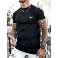 Cross Graphic Minimal Christian Tee Small Chest Print Unisex Casual Unisex T-Shirt XXXXL black