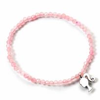Barbie Sterling Silver Silhouette Charm & Rose Quartz Bead Bracelet white