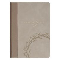Classic Journal Amazing Grace Isa. 53:5 Bible Verse, Inspirational Scripture Notebook, Ribbon Marker, Taupe Vegan Leather Flexcover, 336 Ruled Pages, (8.6" X 6.1" X .9")
