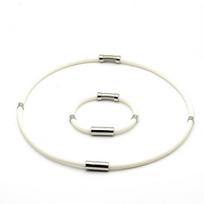 Nerūdijančio plieno magnetinis užsegimas Silikoninė chokerio apykaklė Dviračių saugos įranga Unisex sportinė apykaklė Chain Length 50cm - White white