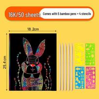 Spalvotas A4 Grandymo Popierius Vaikams - Juodas Grandymo Menas Darželiui ir Pradinių Klasių Mokiniams Colorful Scratch Paper gray