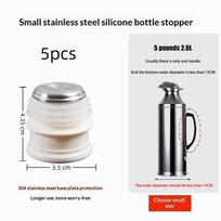 5Pcs/Lot Replacement Parts Thermos Bottle Stopper Food Grade Thermos Cup Hot Water Cap Stainless Steel Silicone Kettle Cover S white