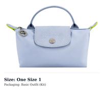 LONGCHAMP Le Pliage Green Cow Leather Trim Dumpling Bag Handbag Small Women's Light Blue 34175919P79 One Size 1 white