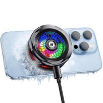 Comvin 3 in 1 Magnetic Cell Phone Cooler for Gaming Mobile Phone Cooling Fan with Clip Portable RGB Radiator for iPhone MagSafe Series Android iPad gray