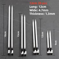 304 stainless steel big thick flat barbecue hanging skewer hook with handle oven short skewer lamb BBQ fork Sharp Roasting Fork gray