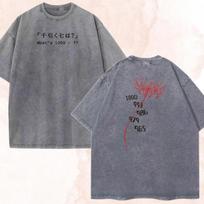 Anime Tokyo Ghoul Kaneki Ken 1000-7 Printed Tee Men Women Cotton Tshirts Vintage Washed T-shirt Harajuku Manga Oversized T Shirt M gray