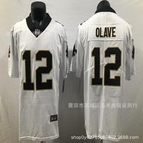 New Orleans Saints NFL Football Jersey 12 Olave Mens Womens Cotton Blend Sports Fan Apparel Game Day XXXL black