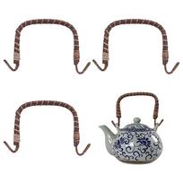 4Pcs Rattan & Iron Teapot Handle, DIY Replacement Kung Fu Teapot Accessories Supplies, Saddle Brown, 512~513x117~119x11.5~12mm black