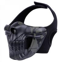 Skull Ghost Half-Face Tactical Mask, Breathable Protective Mask for Halloween Cosplay, CS Wargame Cycling and Military Fans One size fits all