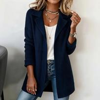 Women's Long Knit Cardigan Sweater Coat with Lapel Collar for Fall and Winter Wear S black