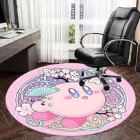 Chibi Kirby Kėdės Kilimėlis - Apvalus Kilimas Namų Dekoro, Biuro Naudojimo, Dovanos Idėjai - Tinka Miegamajam, Svetainei, Įvairioms Patalpoms0288b 120cm gray
