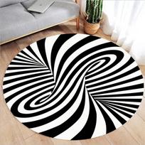 3D Vortex Illusion Rug Non-Slip Round Carpet Short Plush Living Room Trap Swirl Area Rug Diameter 120cm(47in)