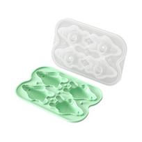 Ice Cube Mold with Lid Lying Bear Flexible Silicone Ice Tray Leak-Proof white
