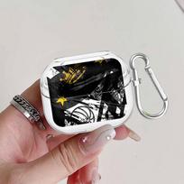 Case For Samsung Galaxy Buds Live 4Pro 2 4 Pro 3 FE 2Pro 3Pro Clear Earphone Cases Cover With Hook Football Art Buds 3 Pro black