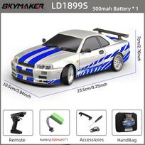 LD1899 1/18 RC Drifting Car GTR R34 2.4GHz RWD with Gyroscope on-Road Alloy Body Shell Remote Control Racing Car Gifts gray