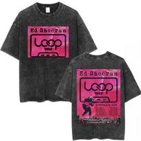 Vintage Washed Ed Sheeran Loop Tour Australia  Tour Merch Tshirt Mens Women Fashion Hip Hop Cotton Cozy Oversized T Shirts 2XL pink