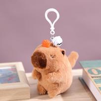 Capybara Blowing Bubbles: Plush Toy Keychain with Wagging Tail beige