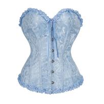 Women Breathable Thin Steel Bone Waist Trainer Shaper Vintage Corset Top S mėlyna