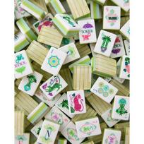 Bamboo Pattern Acrylic Mahjong Tiles Gift Set: Hand-Rubbed, High-Grade Crystal for Home Use Bamboo Pattern Acrylic (31.5*23*16 cm) beige