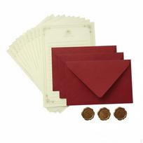 Vintage Burlap Envelope Set, Thick Handwritten Letter Paper, Romantic Valentine's Day Gift for Wine Red_Wood Grain Set beige