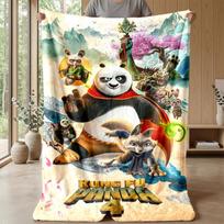 Kung Fu Panda Cozy Flannel Blanket, Comfortable Warm Throw Blanket for Bedroom Sofa Home Use 130cmx150cm
