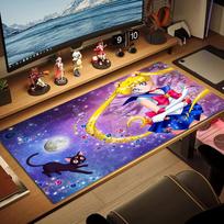 Magic Sailor Girl Color Mouse Pad Large Gaming Table Cushion Non-slip Laptop Tablet Big Mousepad XXL Mat Mini PC Playmat With Lock edge 40cmx90cm(15.7x35.4inch) beige