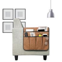 Cotton Linen Sofa Armrest Organizer: Remote Control & Phone Storage Bag with Cover kava