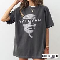 Aaliyah R&B Music Icon T-Shirt, 90s Retro Cotton Tee Summer Men's and Women's cotton T-shirt 2XL black