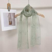 Literary Retro Women's Lace Scarf Long Korean Version Sunscreen Shawl Embroidered Flower Female Headscarf