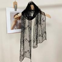 Literary Retro Women's Lace Scarf Long Korean Version Sunscreen Shawl Embroidered Flower Female Headscarf