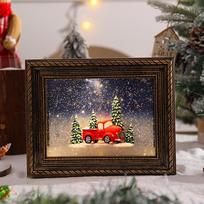 Crystal Wind Lantern Music Box: Luminous Snowfall Photo Frame Christmas Ornament Gift