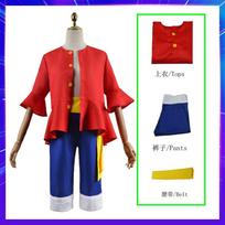 Anime Kūrinys Piratas Luffy Cosplay Kostiumai Monkey D Saulės Dievas Po Dvejų Metų Cos Suaugusiems Vaikams Karnavalo Šventė Raudonas Viršus Kelnės Kostiumai Skrybėlė XS&Piece Pirate red