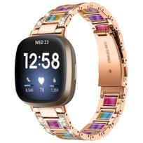 Deimantinis dirželis skirtas Fitbit Versa 4 3 Sense 2 juostų išmaniajam laikrodžiui Priedai Dervos nerūdijančio plieno metalinė apyrankė Fitbit Versa 3 dirželis For Fitbit Sense 1 2 gray