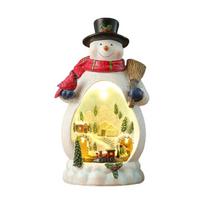 Christmas Snowman Music Box with Rotating Train Santa Music Box Lighted Christmas Cabin for Kid Adult Christmas Present beige