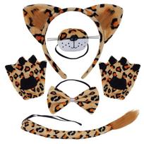 Leopardo Kostiumo Rinkinys Leopardo Ausys Galvos Juosta Uodega Kaspinai Snukis Pirštinės Gyvūno Cosplay Kostiumas Helovino Kalėdinės Šventės black