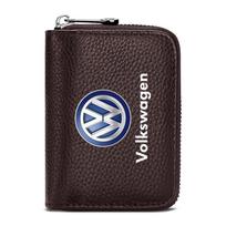 Odinė piniginė vairuotojo pažymėjimui, ID kortelei, banko kortelėms. Automobilio stilius Volkswagen Scirocco POLO Tiguan Passat B5 B6 B7 Golf EOS Jetta MK6 ruda