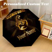 Scorpions Automatic 8‑ribs Umbrella, Custom Name Text Personalized Folding Umbrella Rain Sun Gift Three-fold umbrella brown