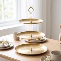 Torto stovas nerūdijančio plieno metalinis dekoratyvinis viršutinė rankena sidabrinis 2 pakopų Gold 3-tier