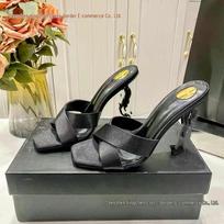 High-Version Yangshu Lin Gold Heel Women's 2026 One-Strap Cross Slippers, Height-Boosting 10cm, Fashionable Design 35 gray