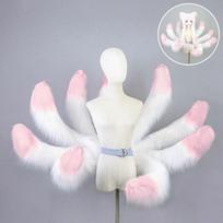 Pliušinė Devyniaragė Lapės Uodega Cosplay Rekvizitas Suaugusiems Anime Konvencijos Kostiumas - Baltos, Raudonos, Rožinės Versijos Snow White-Pink white