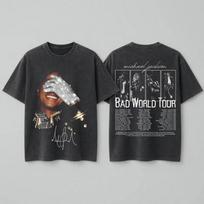 Michael Jackson Bad Pasaulinis Turas Vintage 90-ųjų Dvišonė Pop Karaliaus Grafinė Marškinėliai XL gray